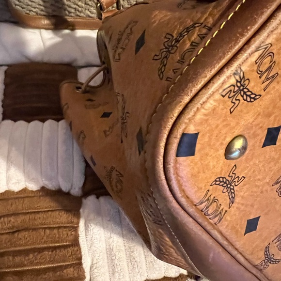 MCM Cognac Visetos Drawstring Bucket Bag - Picture 11 of 14